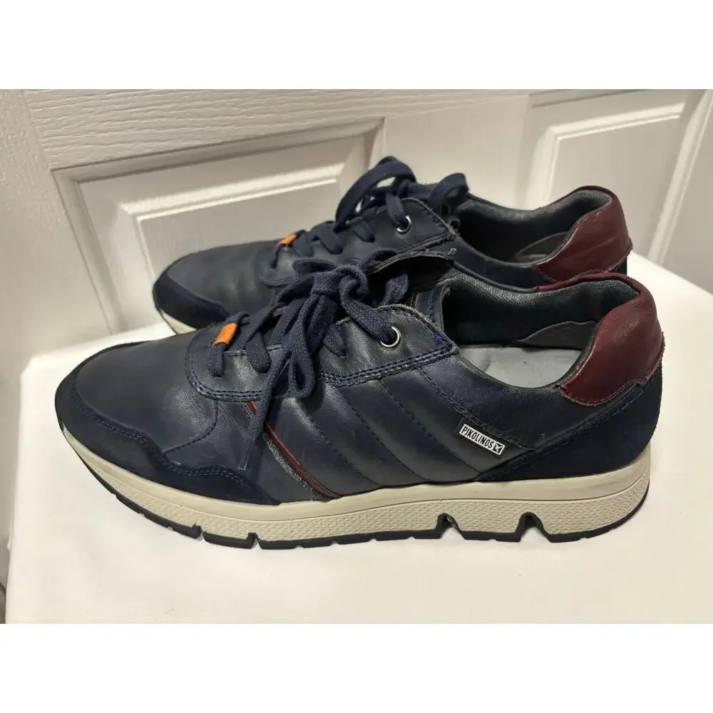 Pikolinos Ferrol Men’s Navy Leather Lace-Up Comfort Sneakers EUR 43 (US 9–9.5)